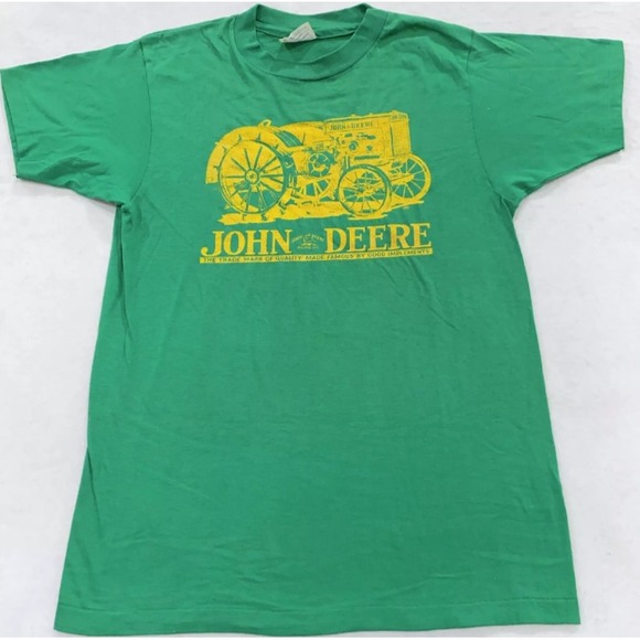 VTG John Deere Green Model D Tractor Graphic T-Shirt Thin S.S. Moline, IL  Sz MD - Picture 1 of 4
